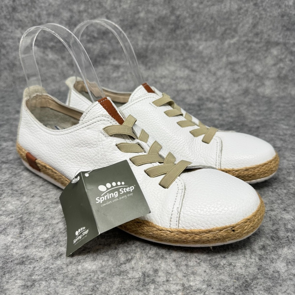 Spring Step Eloya Espadrille Flats Sneakers Womens Size 41 Shoes White Leather